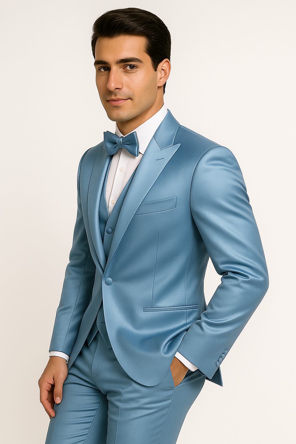 Light Blue Satin Suit For Formal Events