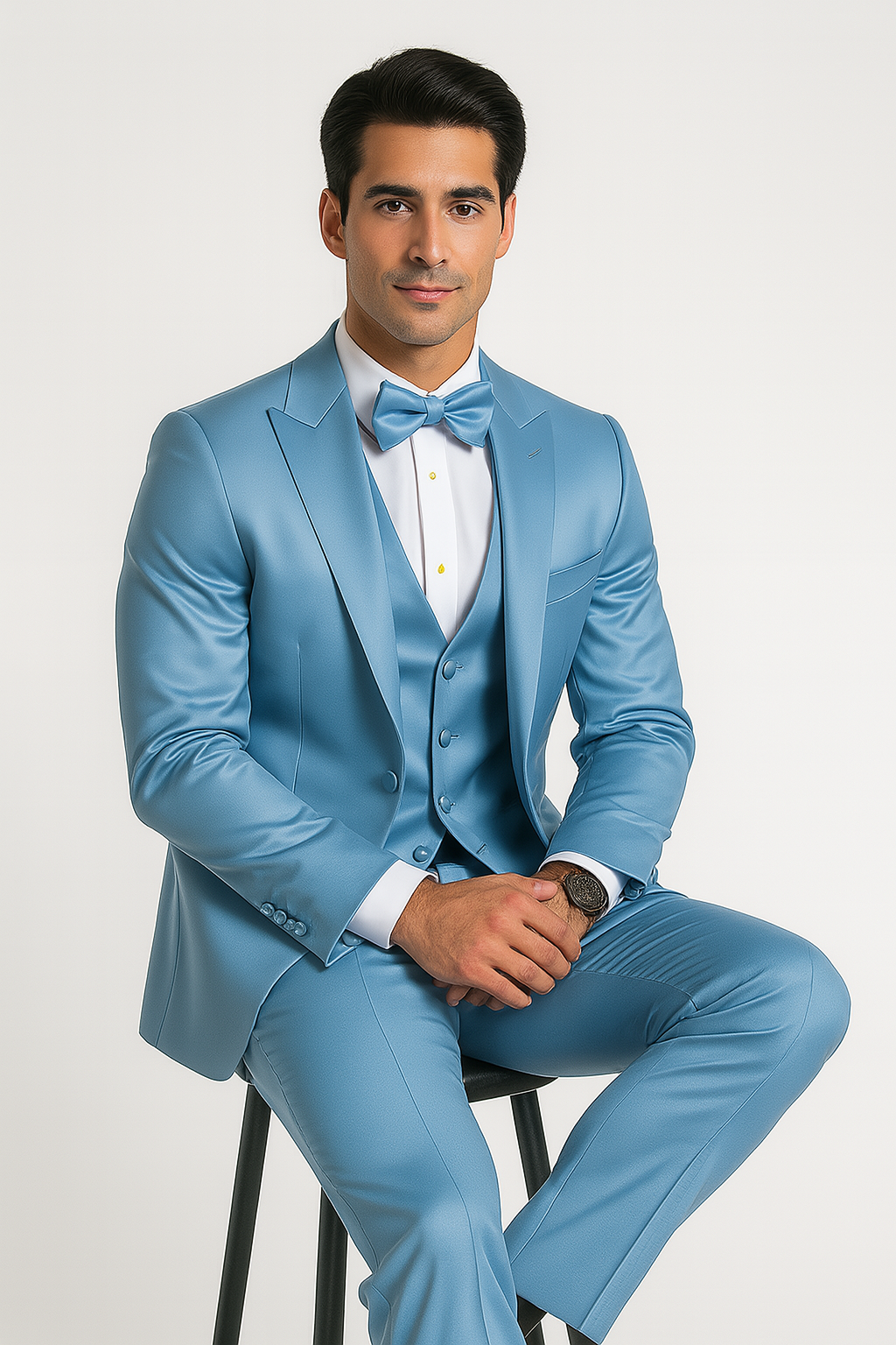 Light Blue Satin Suit For Formal Events