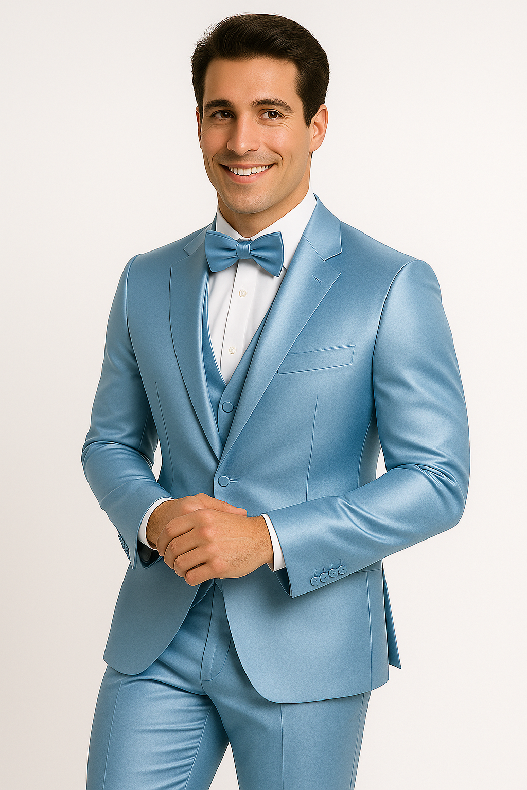 Light Blue Satin Suit For Formal Events