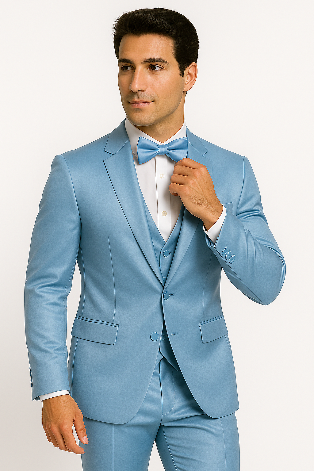 Light Blue Satin Suit For Formal Events