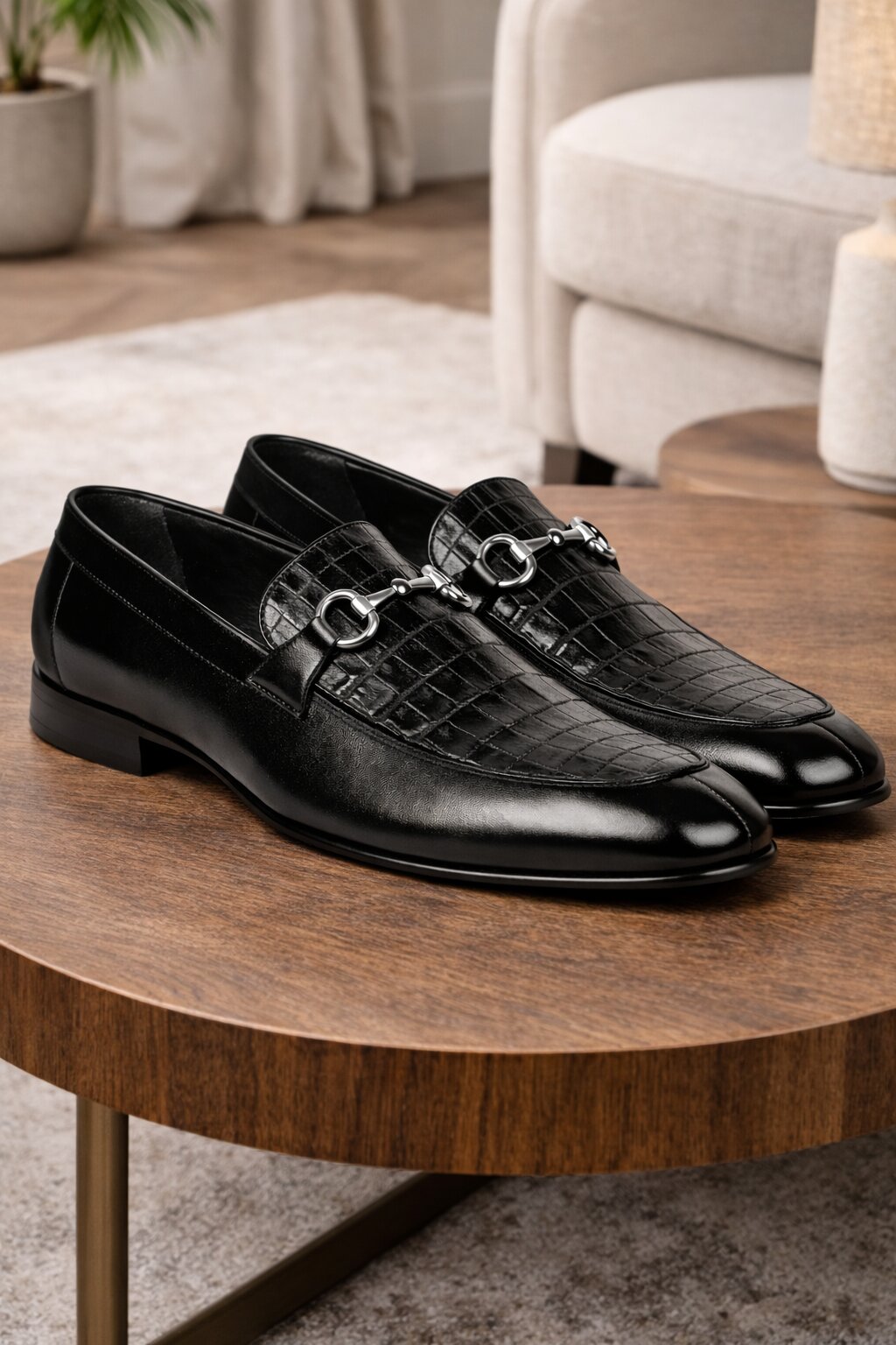 Lombardy Crocodile Calfskin Bit Loafers
