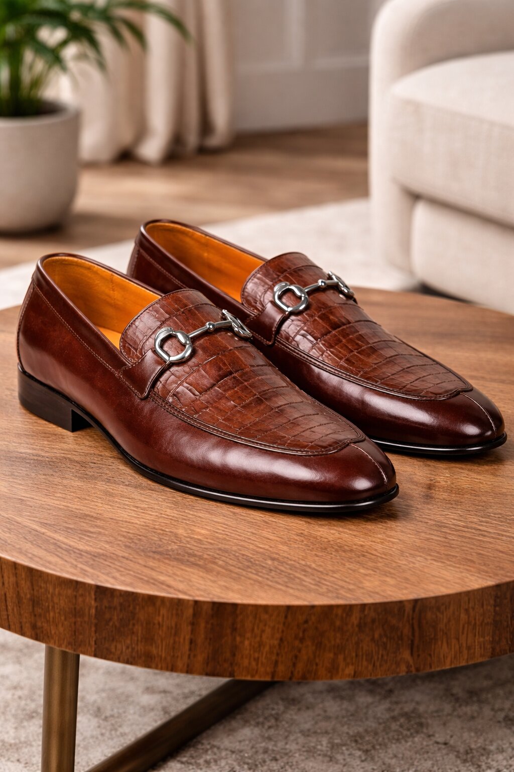 Lombardy Crocodile Calfskin Bit Loafers