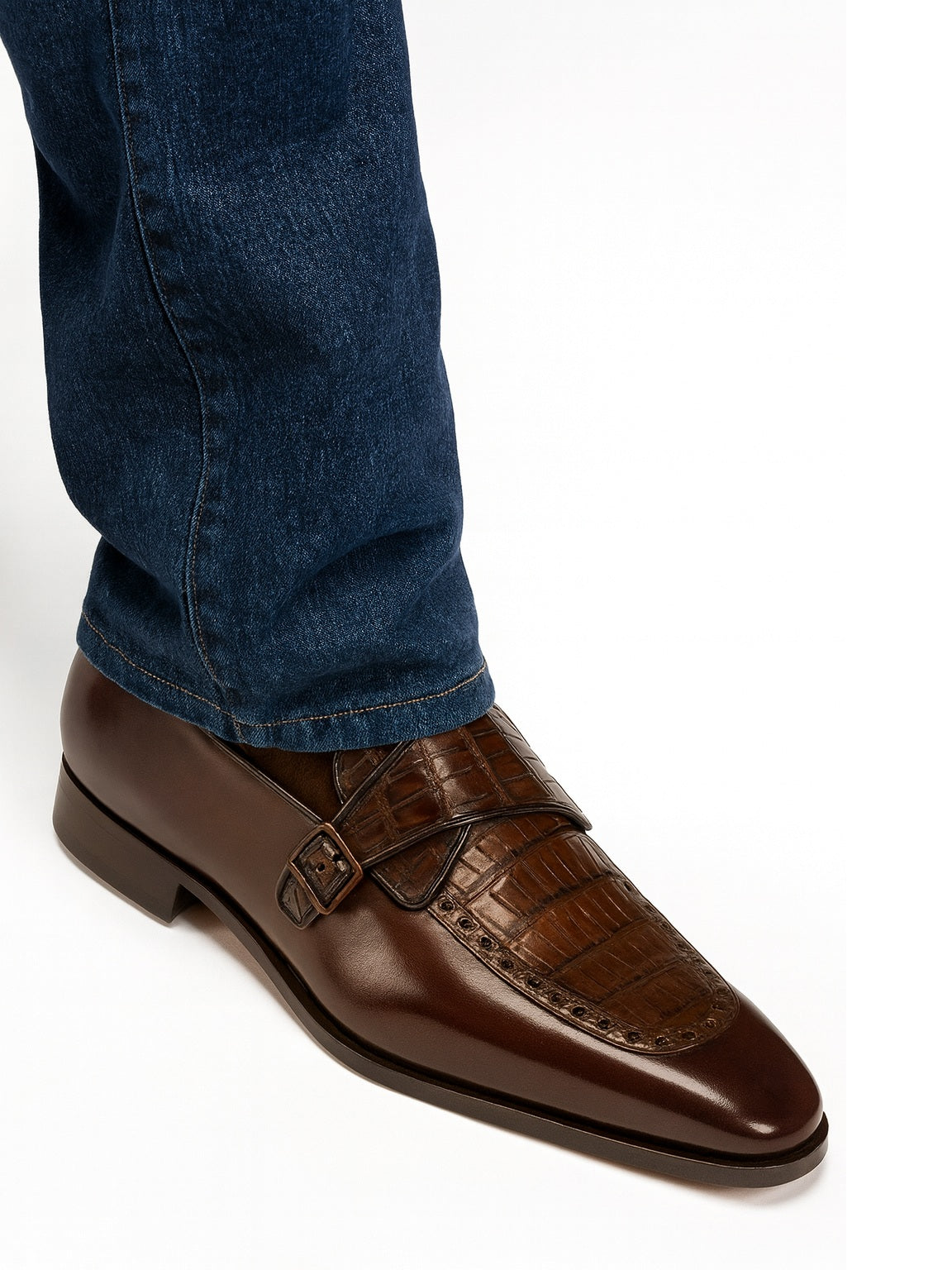 Lombardy Caiman Belly & Calfskin Monkstrap Shoe