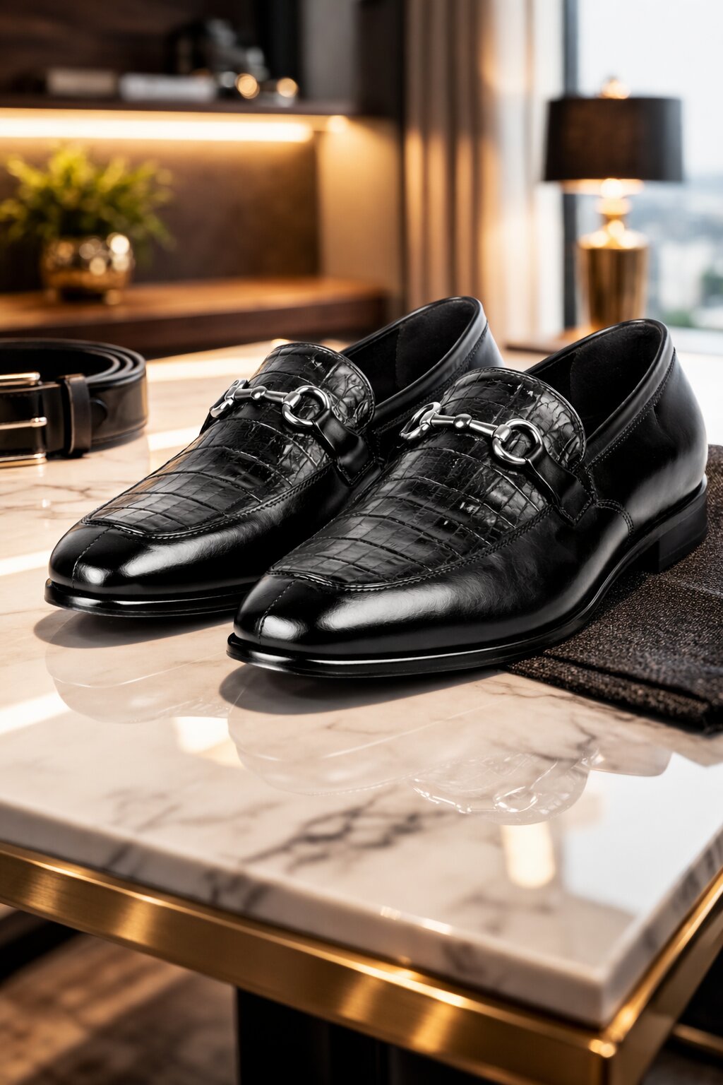 Lombardy Crocodile Calfskin Bit Loafers