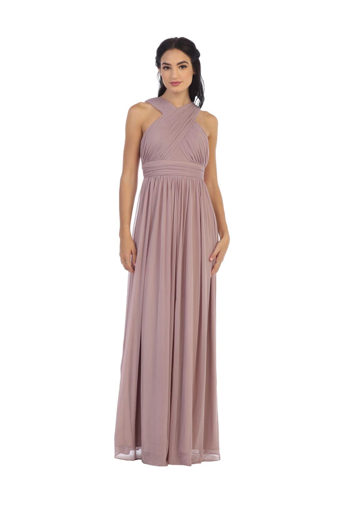 Eva USA 3280 Long Criss Cross Halter Bridesmaids Dress