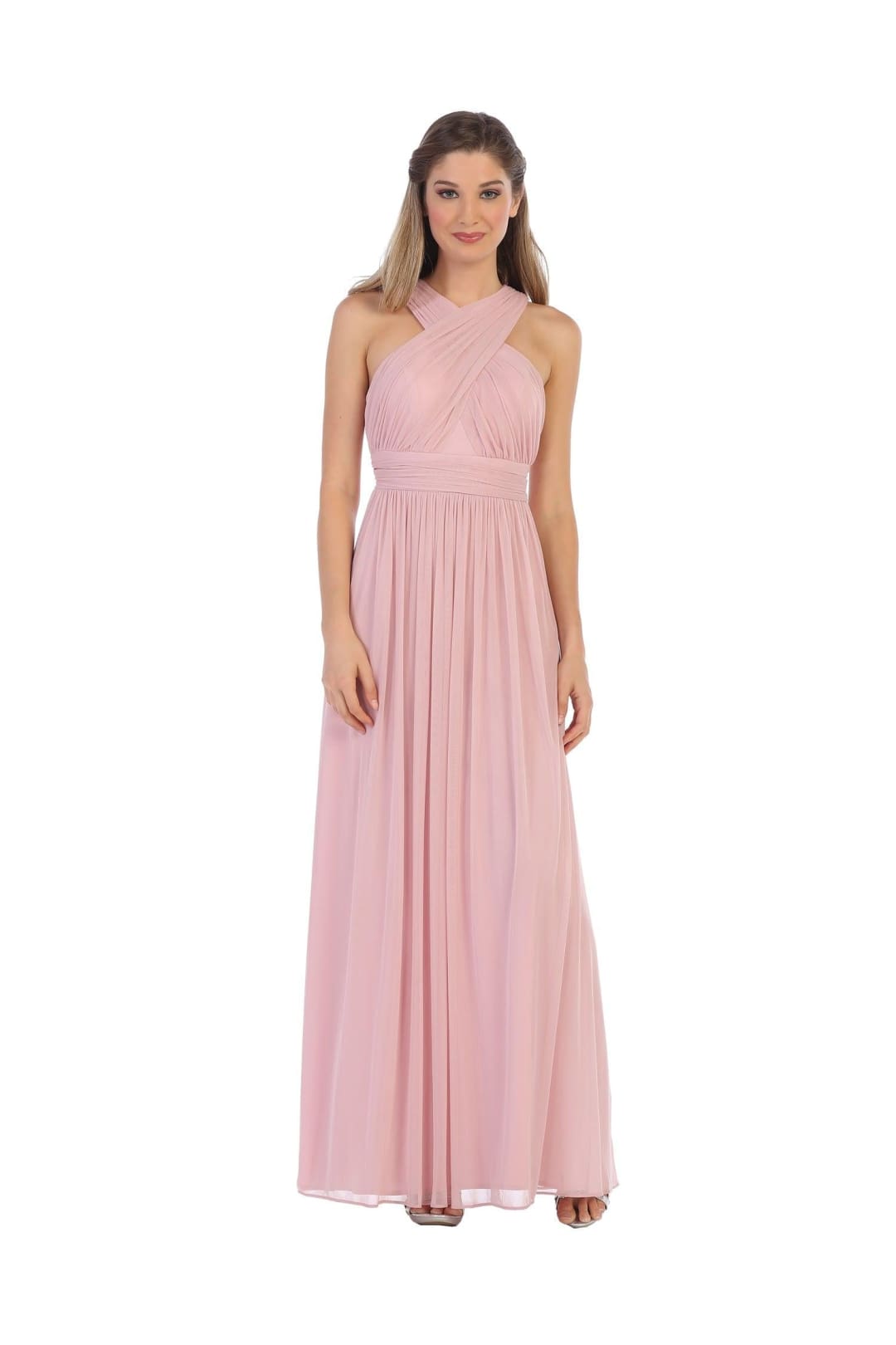 Eva USA 3280 Long Criss Cross Halter Bridesmaids Dress