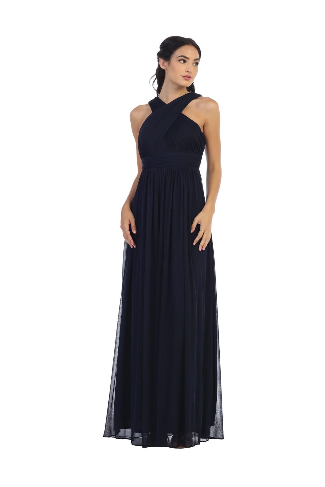 Eva USA 3280 Long Criss Cross Halter Bridesmaids Dress