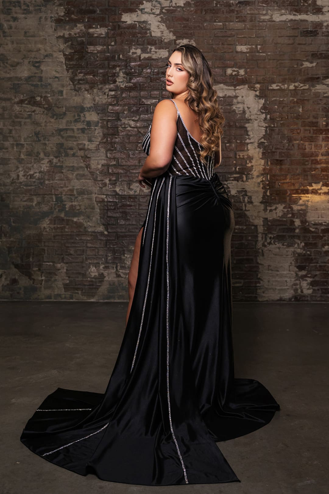 Long Formal Gown High Slit V-Neck Sheath Dress By May Queen MQ2113