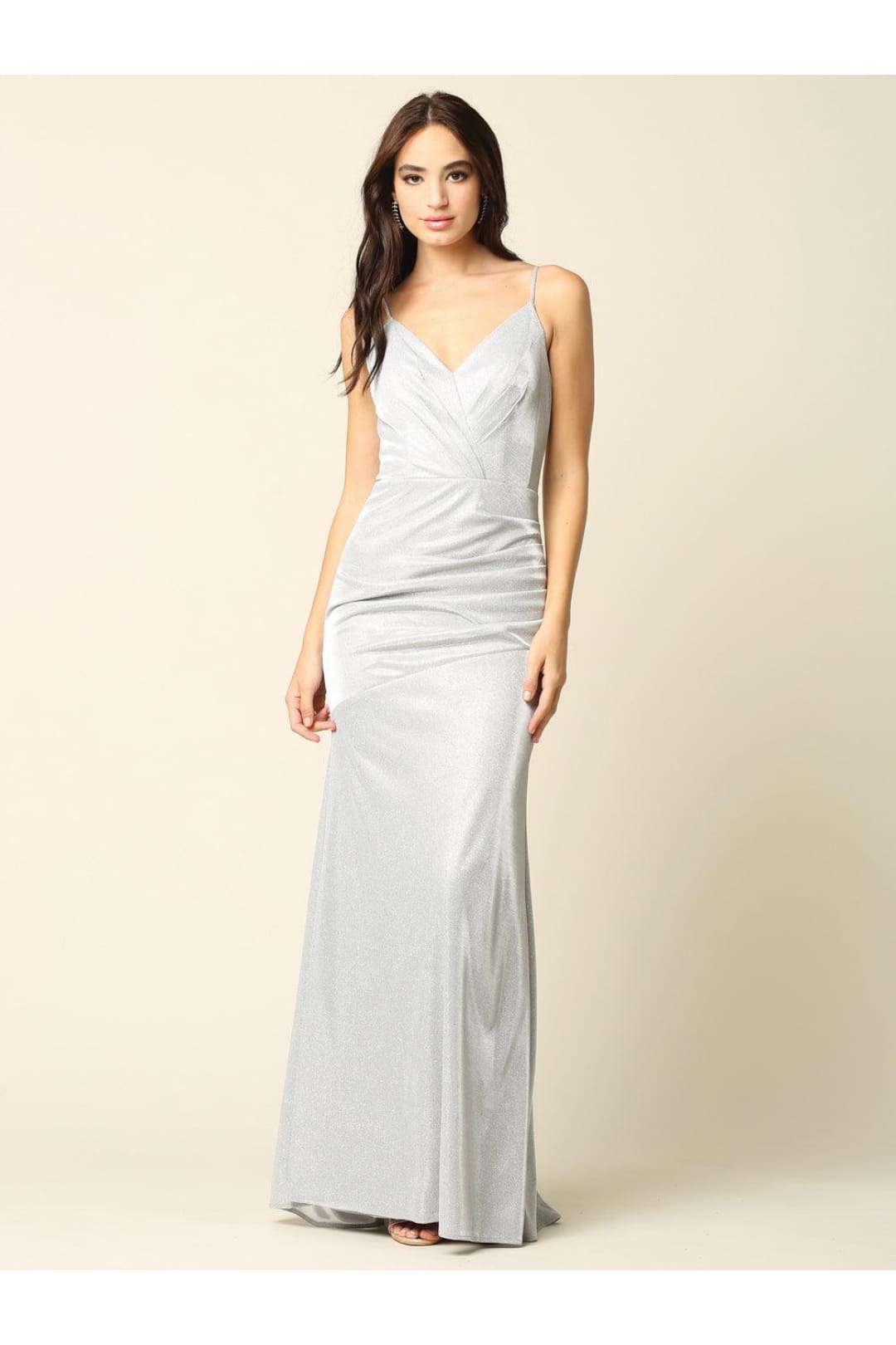 Eva USA 3358 Long Formal Spaghetti Strap Glitter Prom Dress