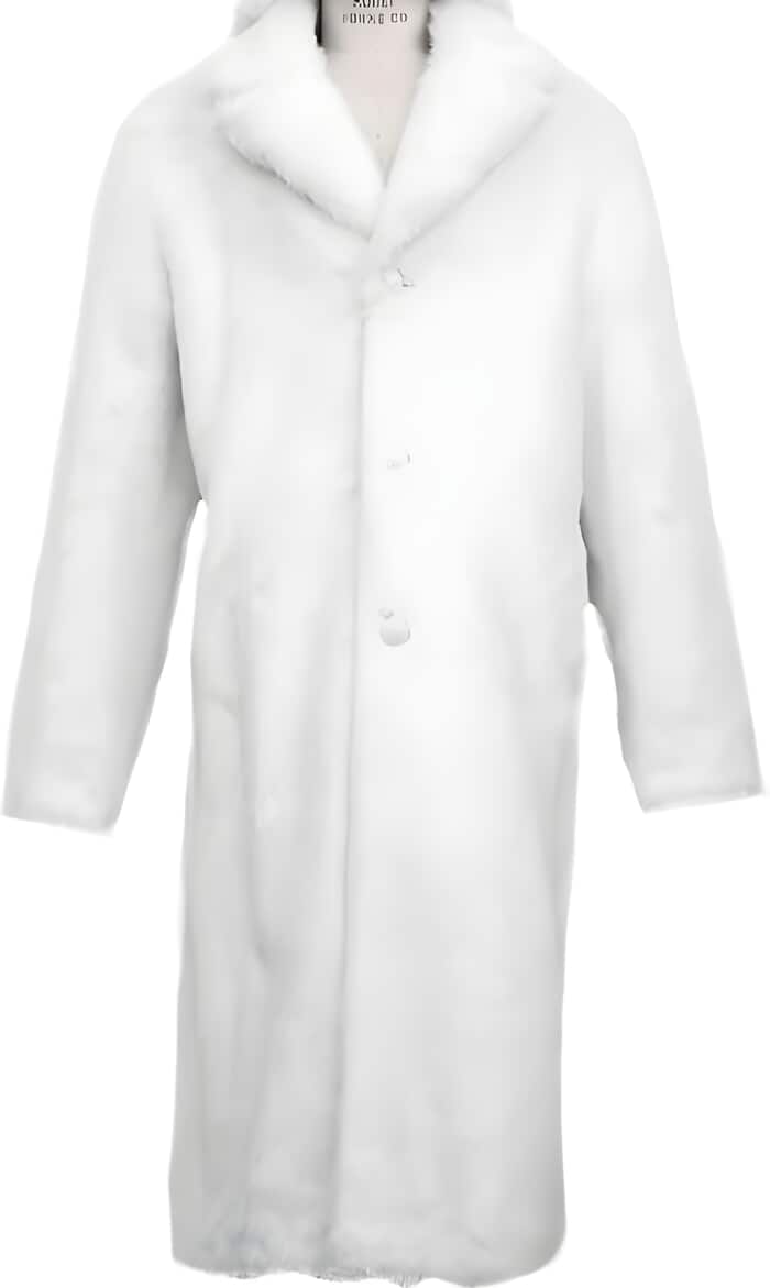 White Faux Fur Full Length Overcoat