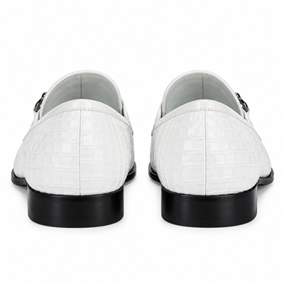 Los Altos All-Over White Crocodile Belly Loafers