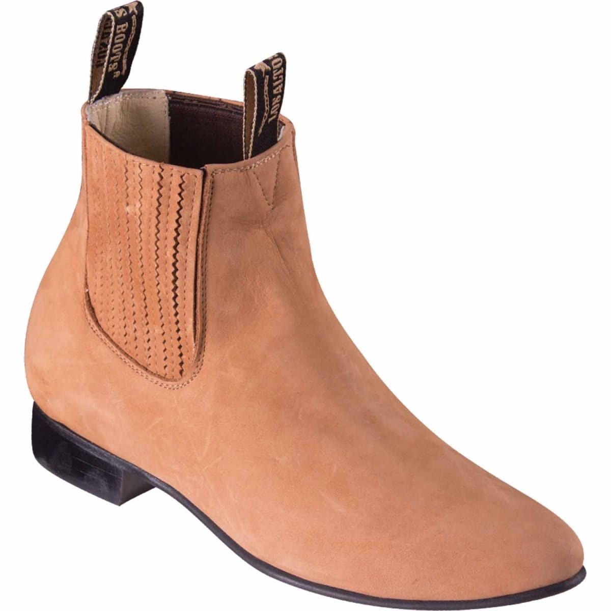 Los Altos Men's Wide Square Toe Suede Leather Short Boots - Taupe