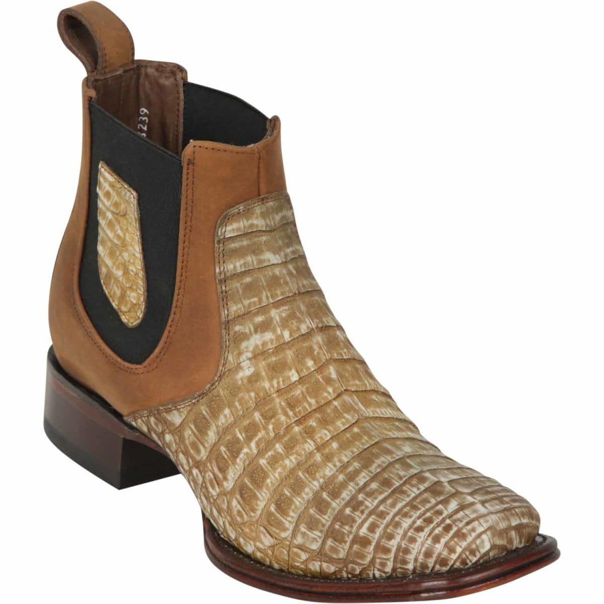 Men's genuine Caiman Hornback Skin Rodeo Wide Square Toe Boots Greasy Colors