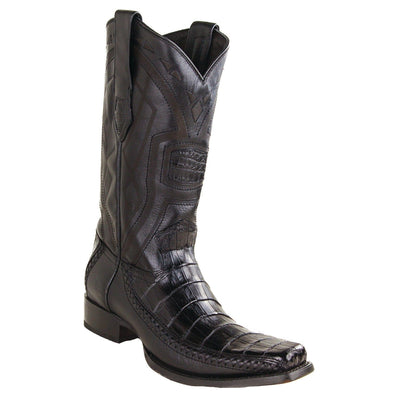 Men's Genuine Caiman Belly Skin European Square Toe Boots Black Color - Los Altos Boots