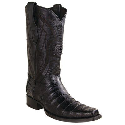 Men's Genuine Caiman Belly Skin European Square Toe Boots Black Color - Los Altos Boots