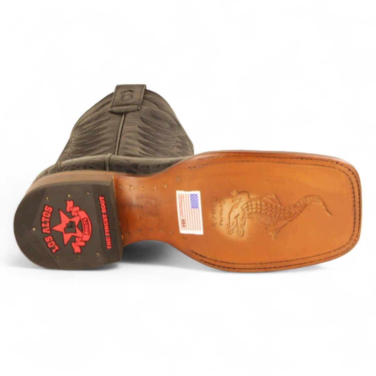 Men's genuine Caiman Tail Skin European Square Toe Short Boots With Zipper Black Cherry Color
