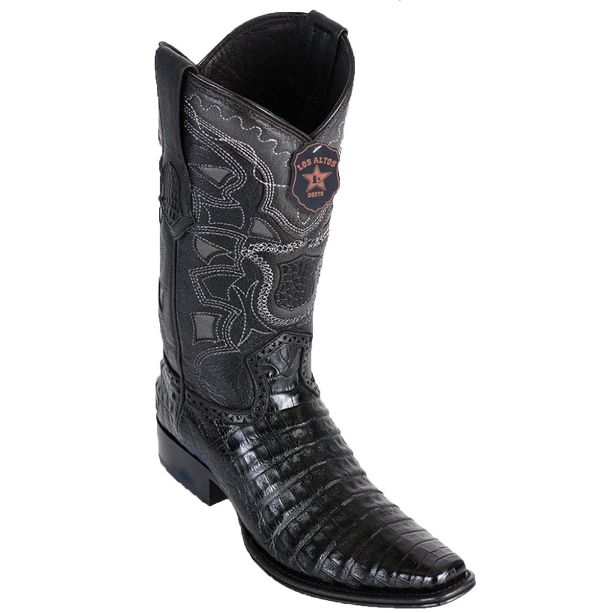 Men's Genuine Caiman Belly Skin European Square Toe Boots Black Color - Los Altos Boots