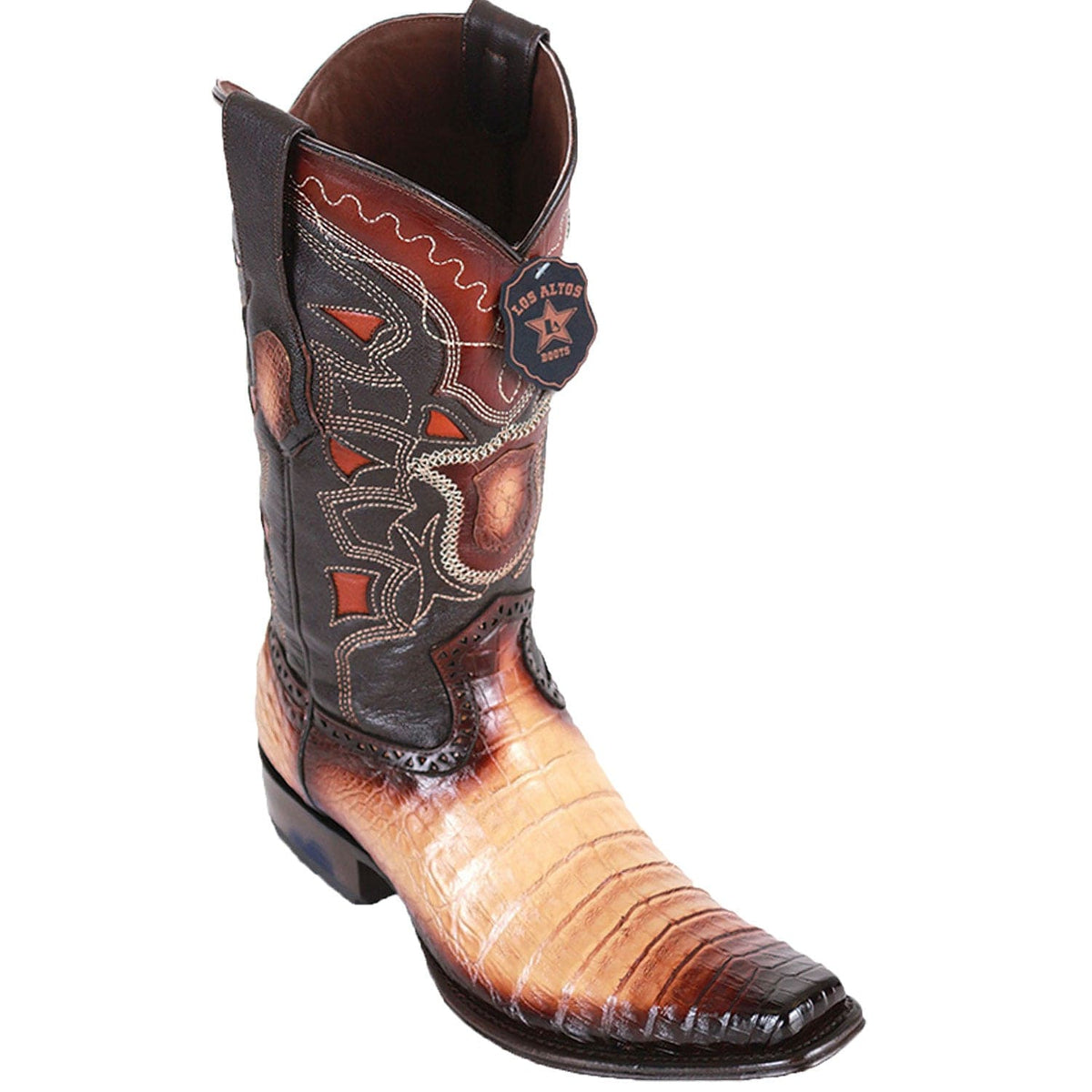 Men's Genuine Caiman Belly Skin European Square Toe Boots Faded Oryx Color - Los Altos Boots