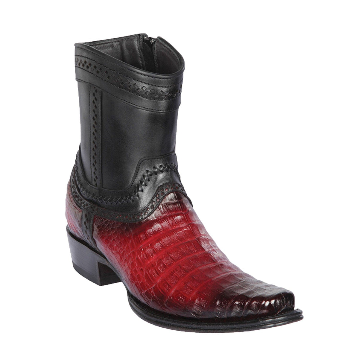 Men's Genuine Caiman Belly Skin European Square Toe Short Boots With Zipper - Los Altos Boots