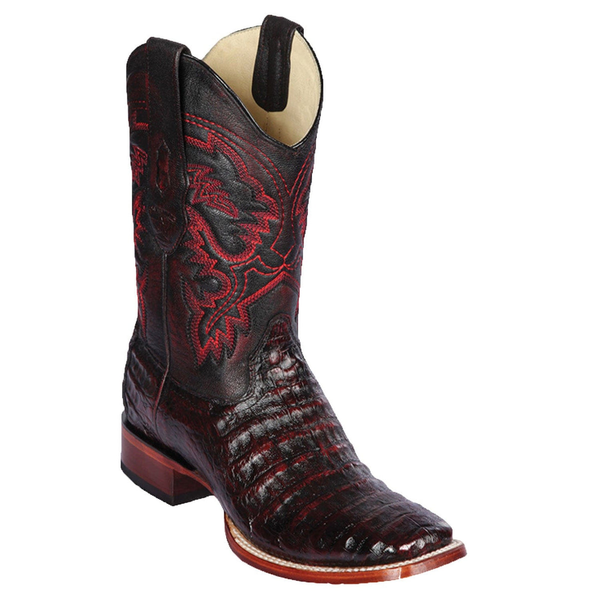 Men's Genuine Caiman Belly Skin Rodeo Wide Square Toe Boots - Los Altos Boots