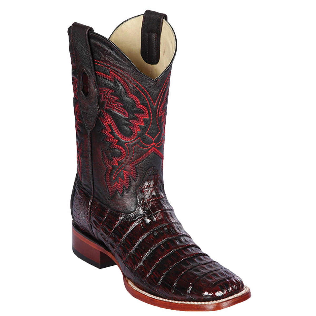 Men's Genuine Caiman Belly Skin Rodeo Wide Square Toe Boots - Los Altos Boots
