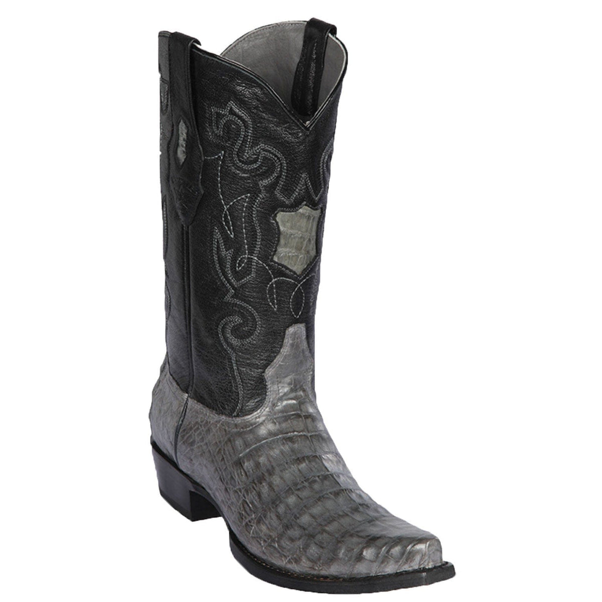 Men's genuine Caiman Tail Skin European Square Toe Boots