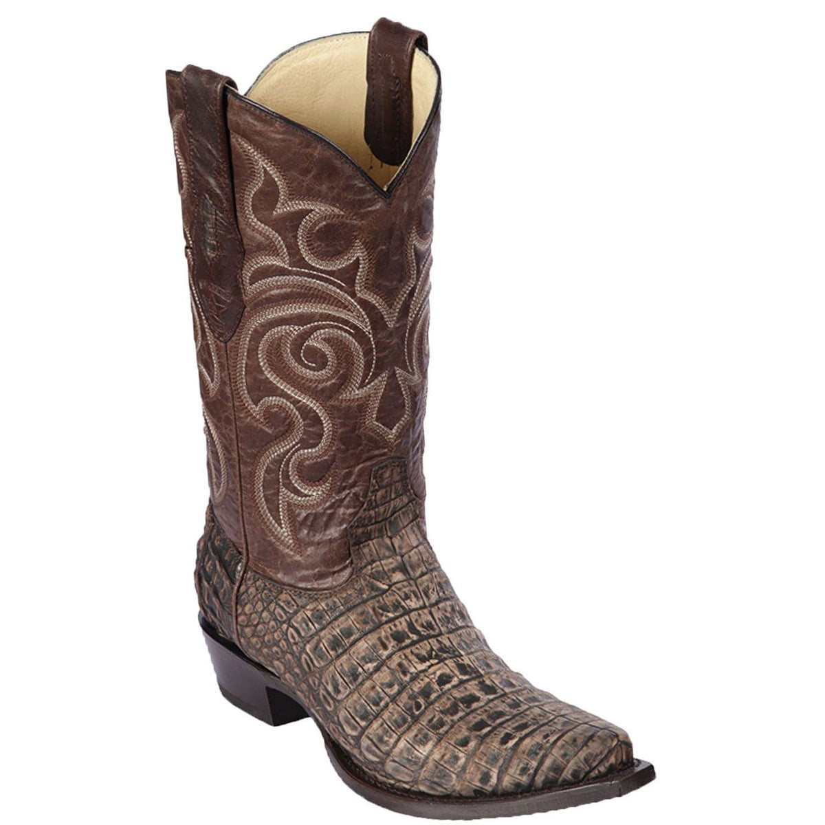 Men's genuine Caiman Tail Skin European Square Toe Boots
