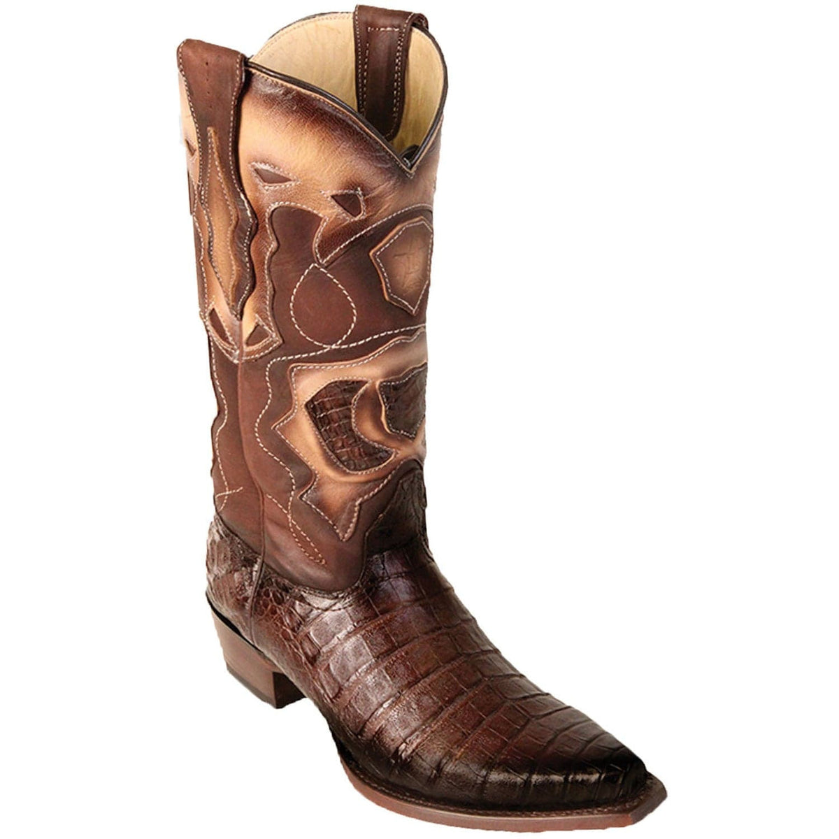Men's genuine Caiman Tail Skin European Square Toe Boots
