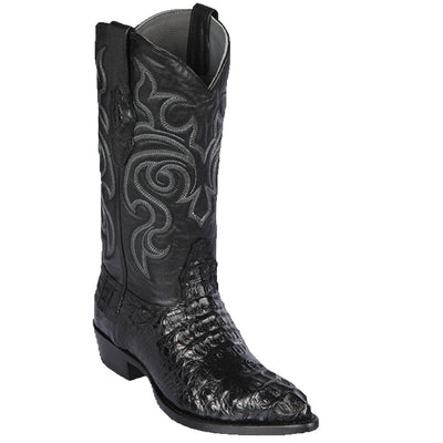 Men's genuine Caiman Tail Skin J-Toe Boots Brown Color