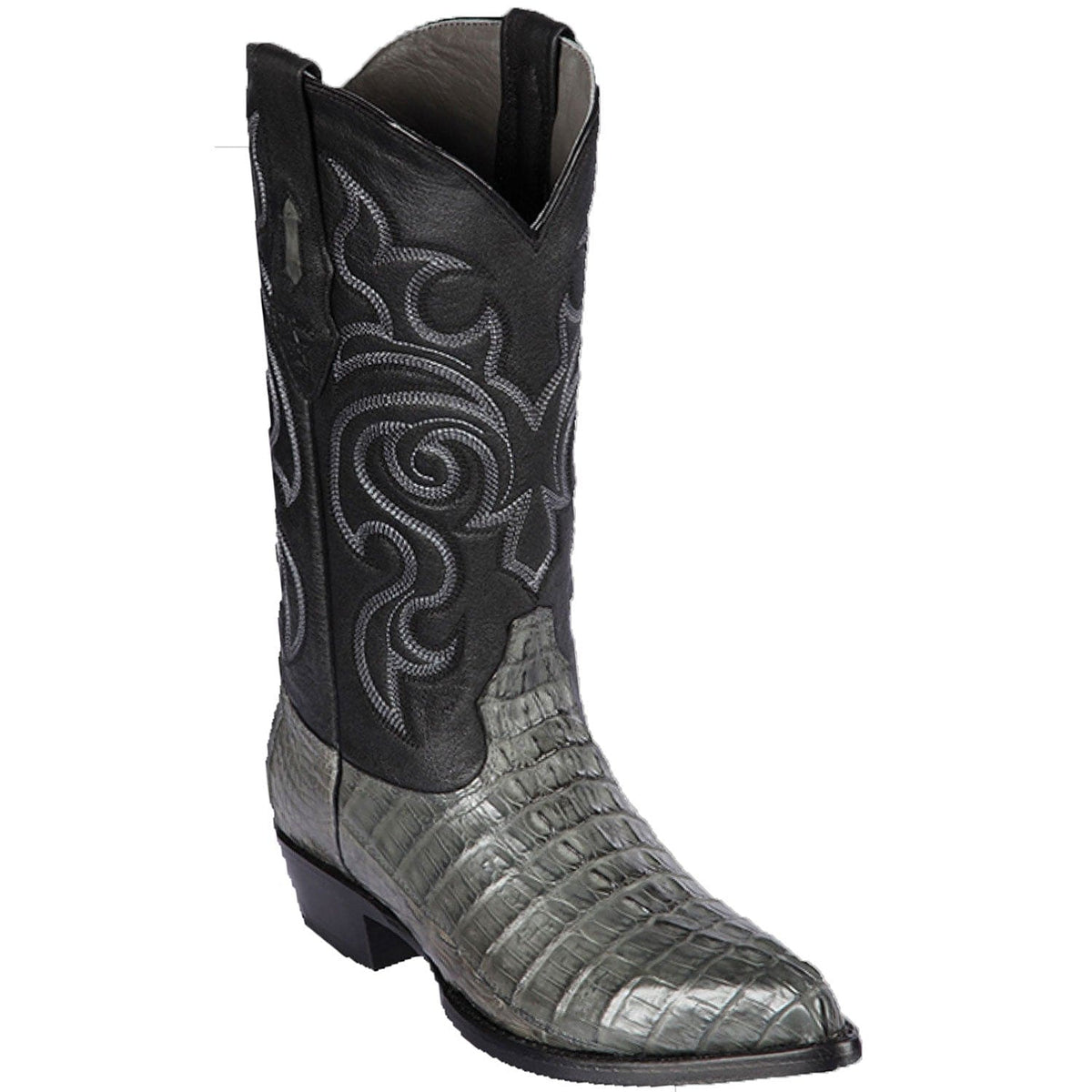 Men's genuine Caiman Tail Skin J-Toe Boots
