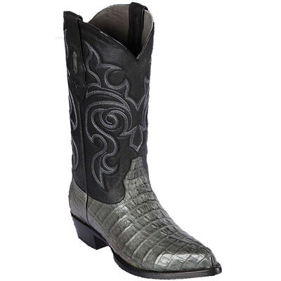 Men's Genuine Caiman Tail Skin J Toe Boots - Los Altos Boots - Gray - Size 15