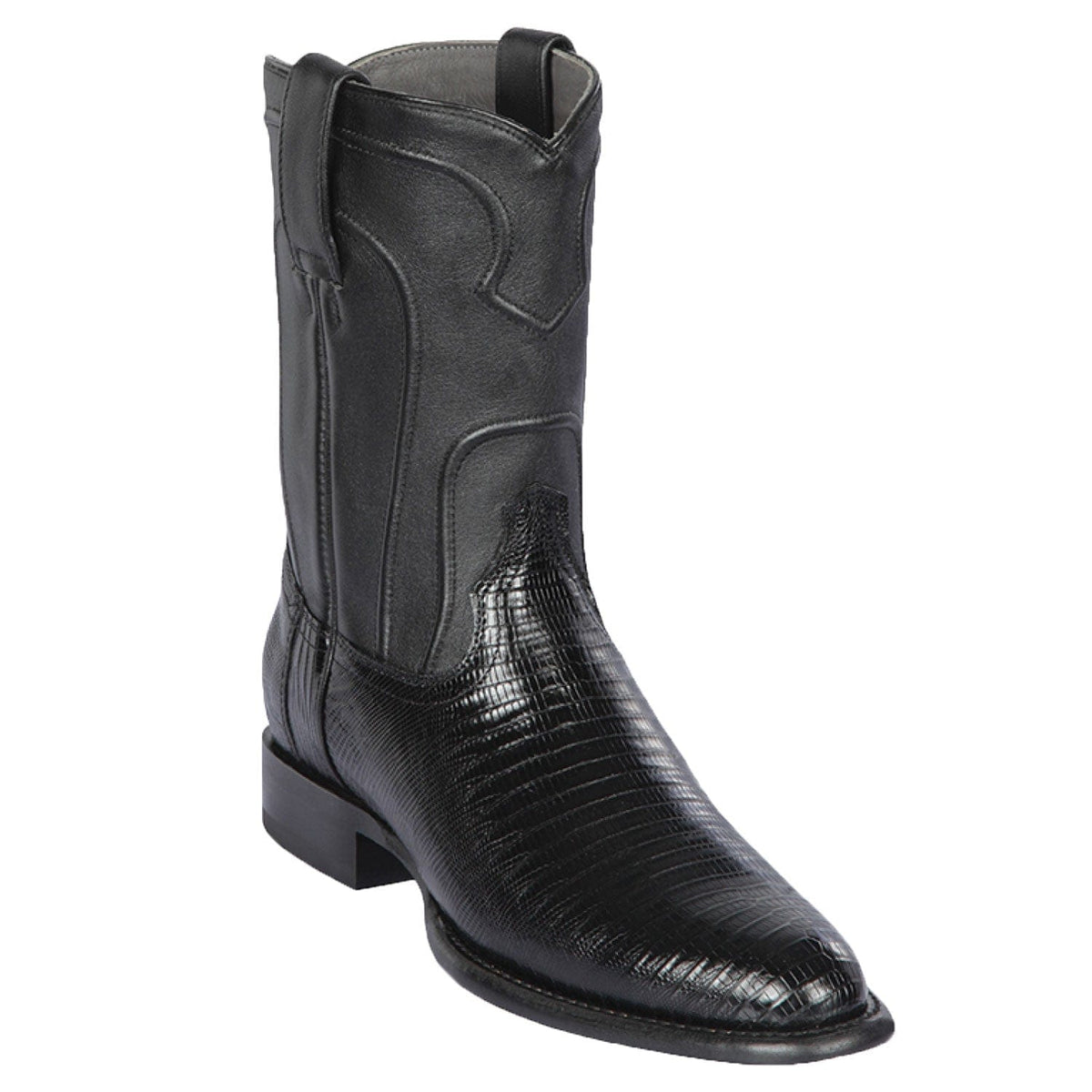 Men's genuine Caiman Tail Skin Biker Boots Black Color