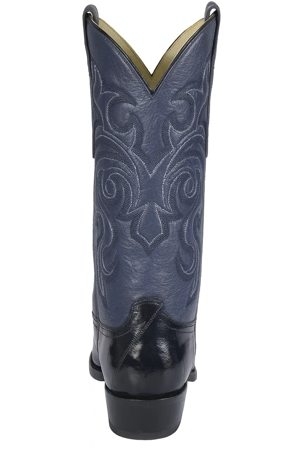 Los Altos Boots - Mens Dress Cowboy Boot - Low Priced Navy Blue Eel-Skin Boots- in Navy Blue
