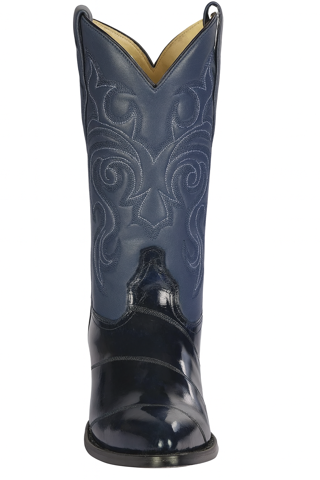 Los Altos Boots - Mens Dress Cowboy Boot - Low Priced Navy Blue Eel-Skin Boots- in Navy Blue