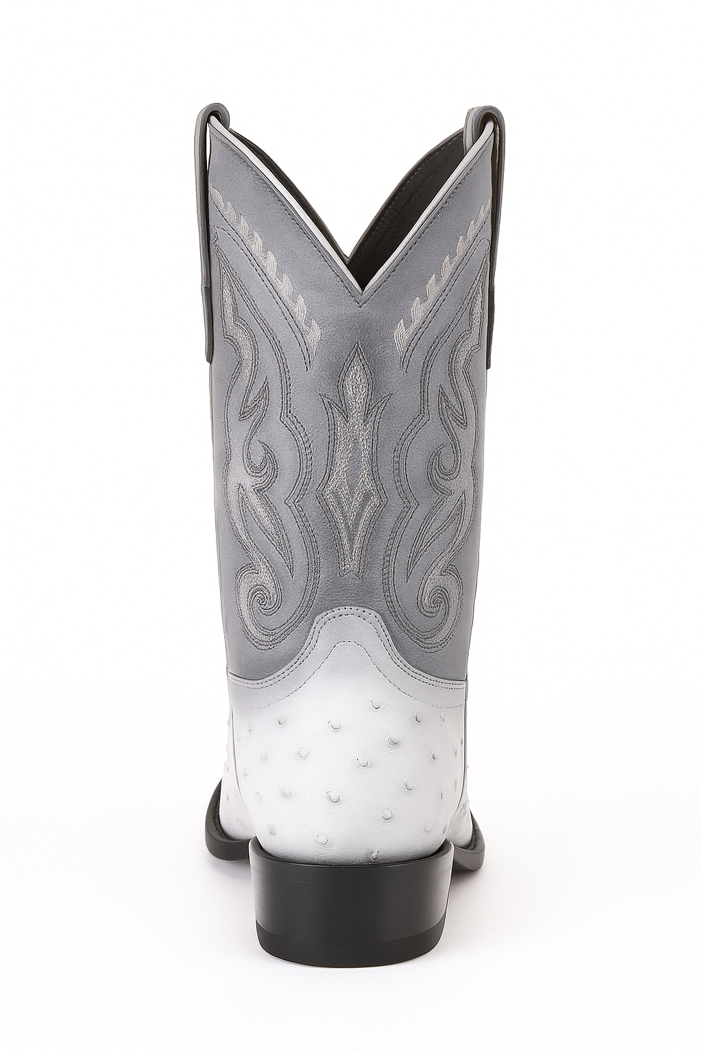 Los Altos Boots Ostrich Faded White Pointed Toe Cowboy Boots - Botas De Avestruz