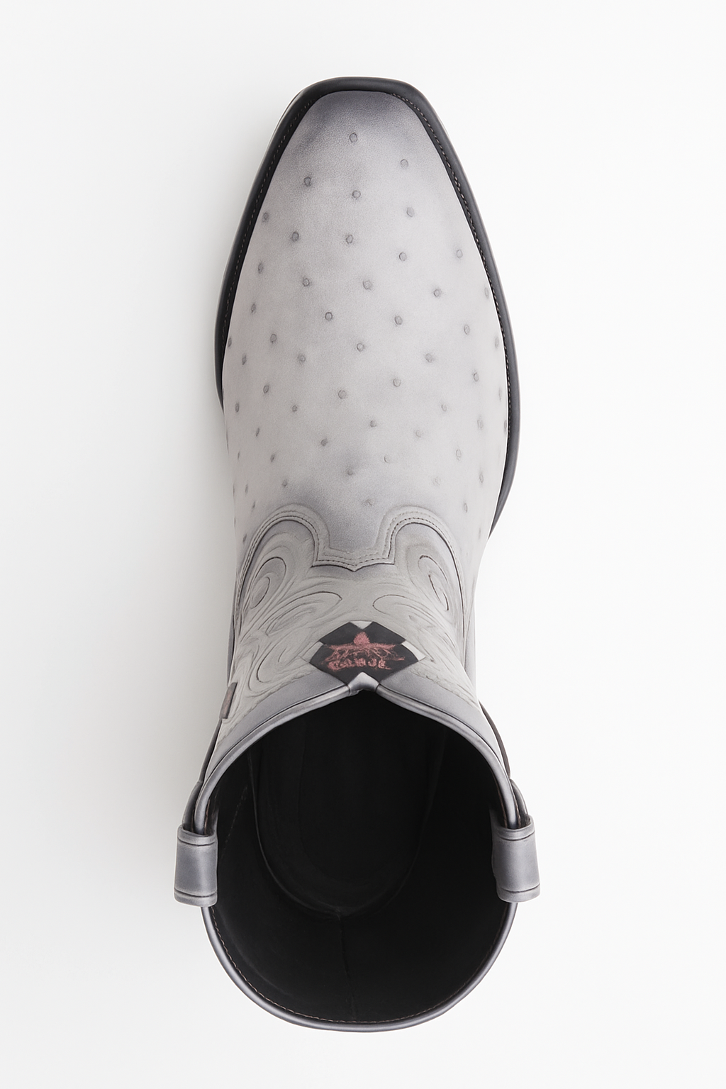 Los Altos Boots Ostrich Faded White Pointed Toe Cowboy Boots - Botas De Avestruz