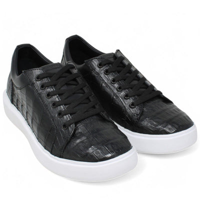 Men's Genuine Caiman Belly Skin Sneaker Casual Shoes Black Color - Los Altos Boots