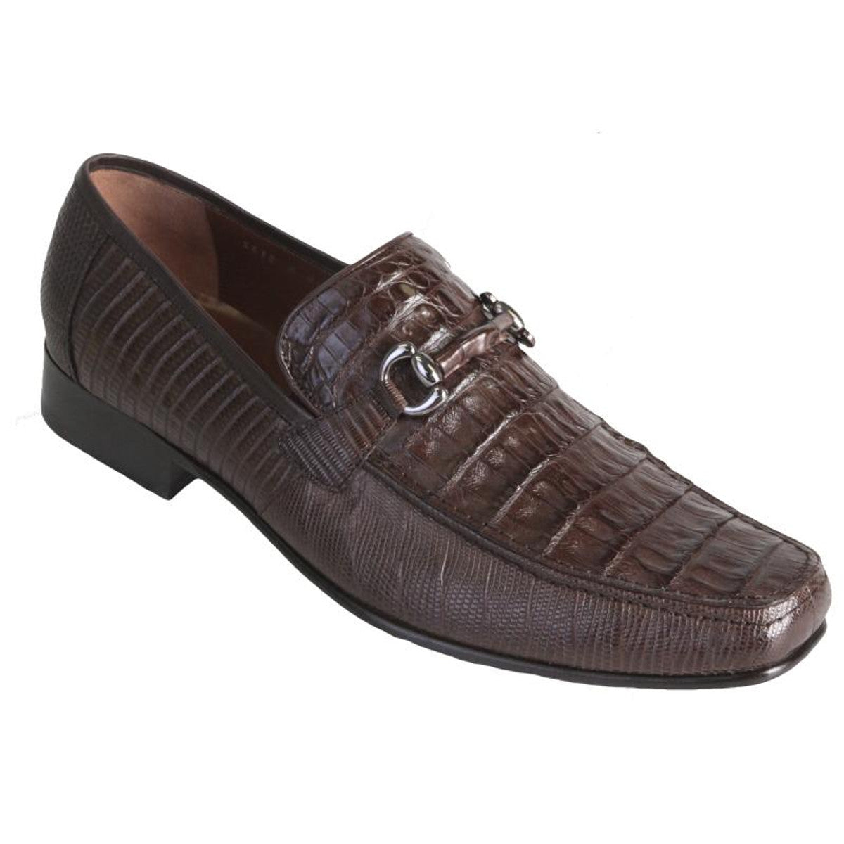 Los Altos Crocodile Lizard Bit Loafers Brown