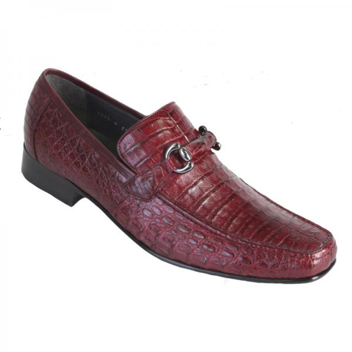Los Altos Burgundy Crocodile Metal Bit Loafers
