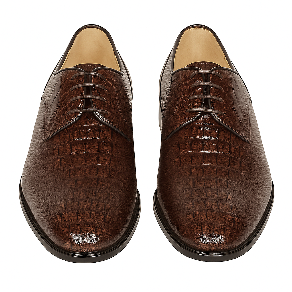 Los Altos Caiman Hornback Plain Toe Brown Shoes