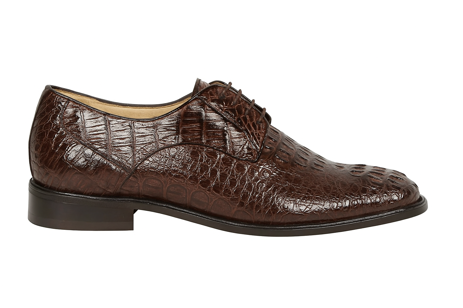 Los Altos Caiman Hornback Plain Toe Brown Shoes