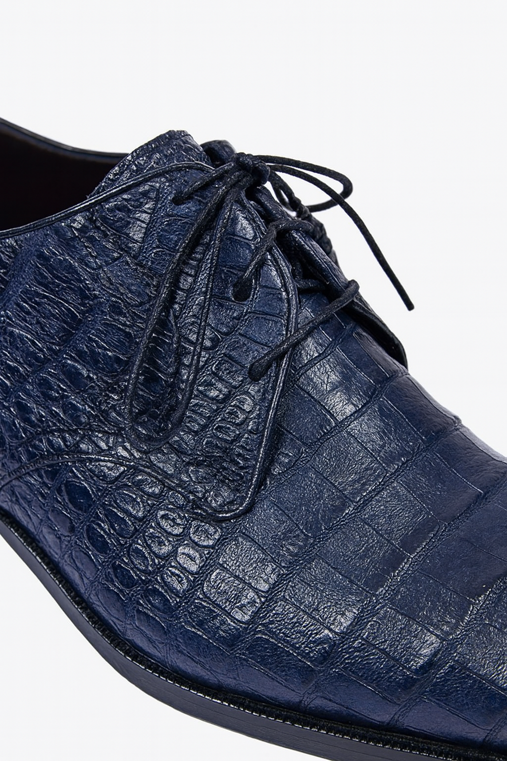 Los Altos Genuine Crocodile Caiman Belly Oxfords Navy Blue Dress Shoe For Men