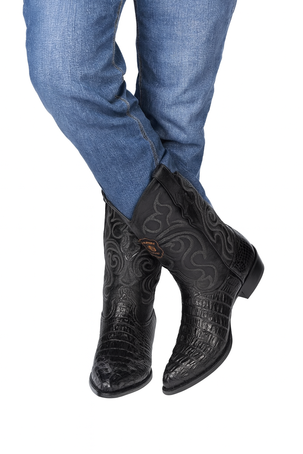 Los Altos Men's Black Caiman Tail Boots