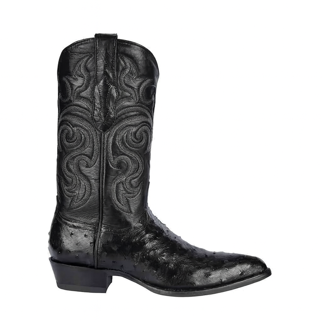 Full Quill Ostrich Black Cowboy Boots for Men