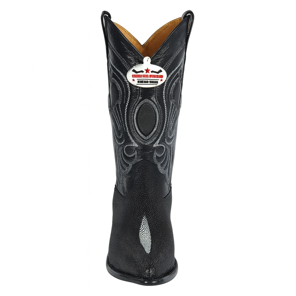 Black Single Stone Stingray Western Boots by Los Altos