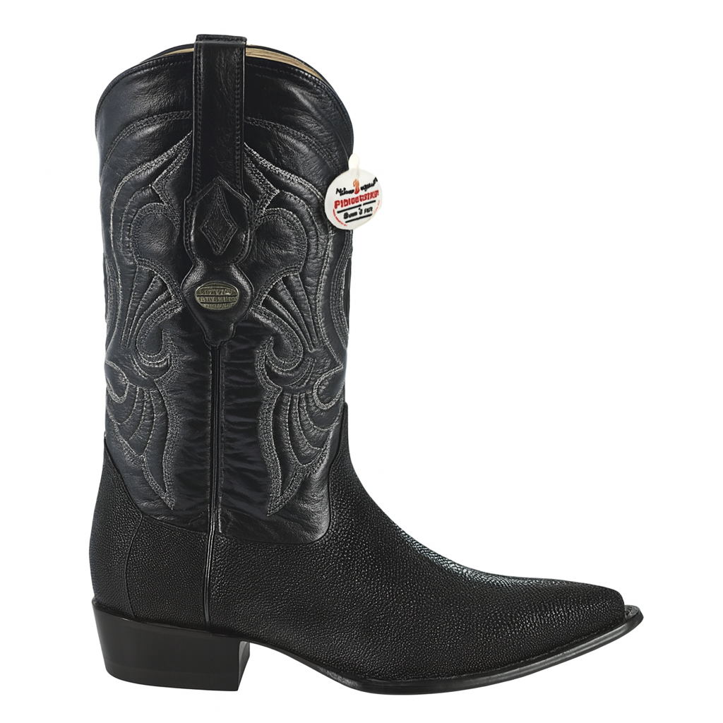 Black Single Stone Stingray Western Boots by Los Altos