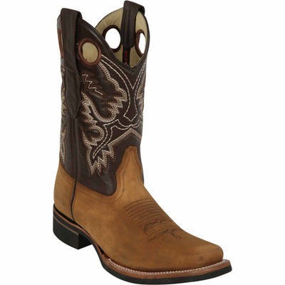 Los Altos Men's Tan Leather Square Toe Boots