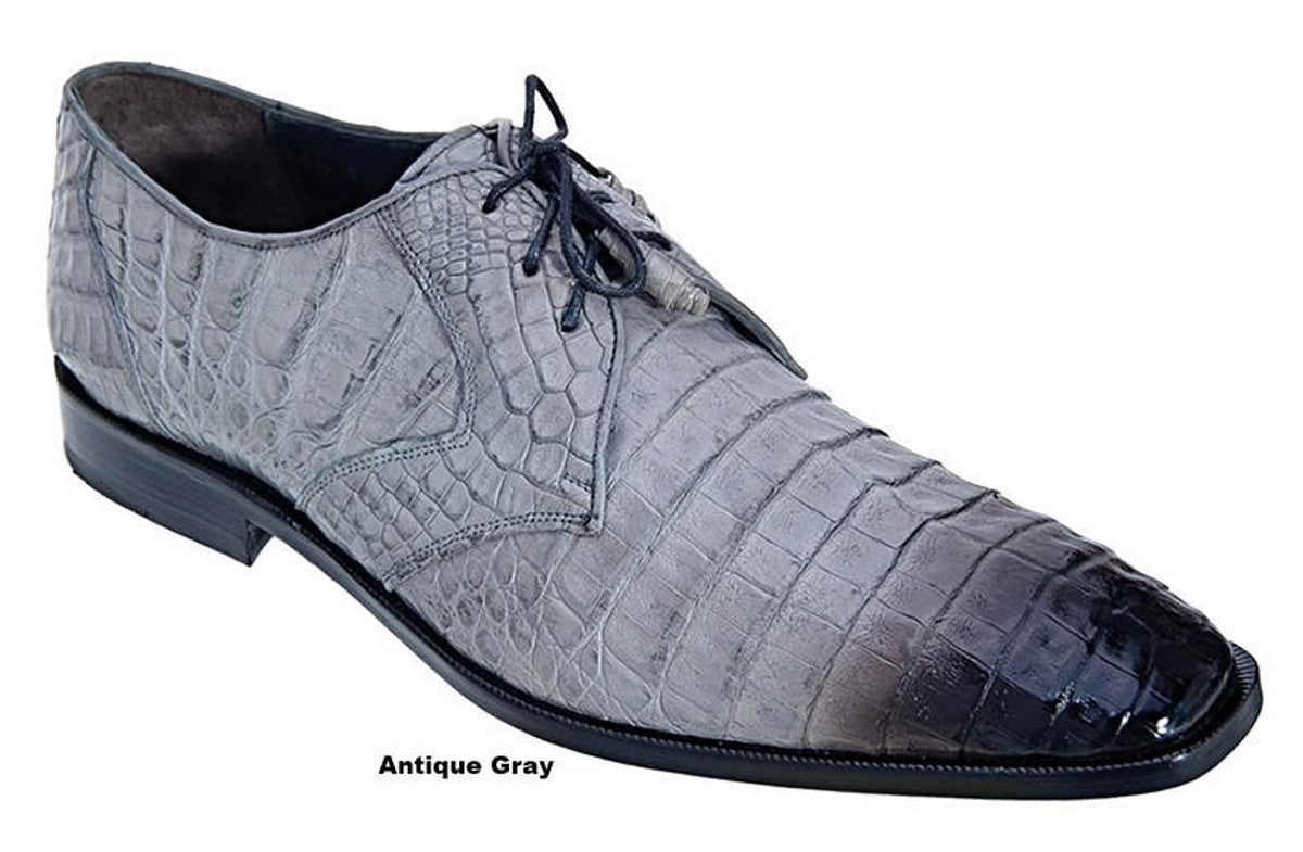 Los Altos Gray Crocodile Skin Lace-Up Shoes