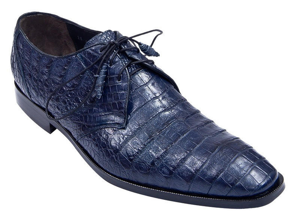 Men’s Navy Crocodile Shoes Italian Toe by Los Altos