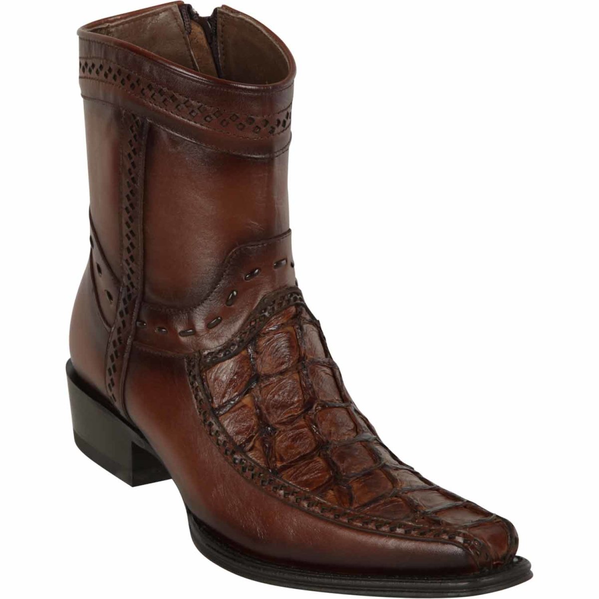 Monster Fish Skin European Toe Short Boots - Brown